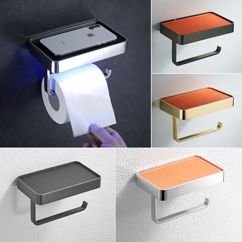 浴室感应牛皮手机纸巾架 卫生间纸巾钩抽纸架卷纸架免打孔厕纸架
