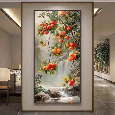 款新图中式石榴玄关装饰画走廊挂入画ssry-001户壁画鱼纯手绘
