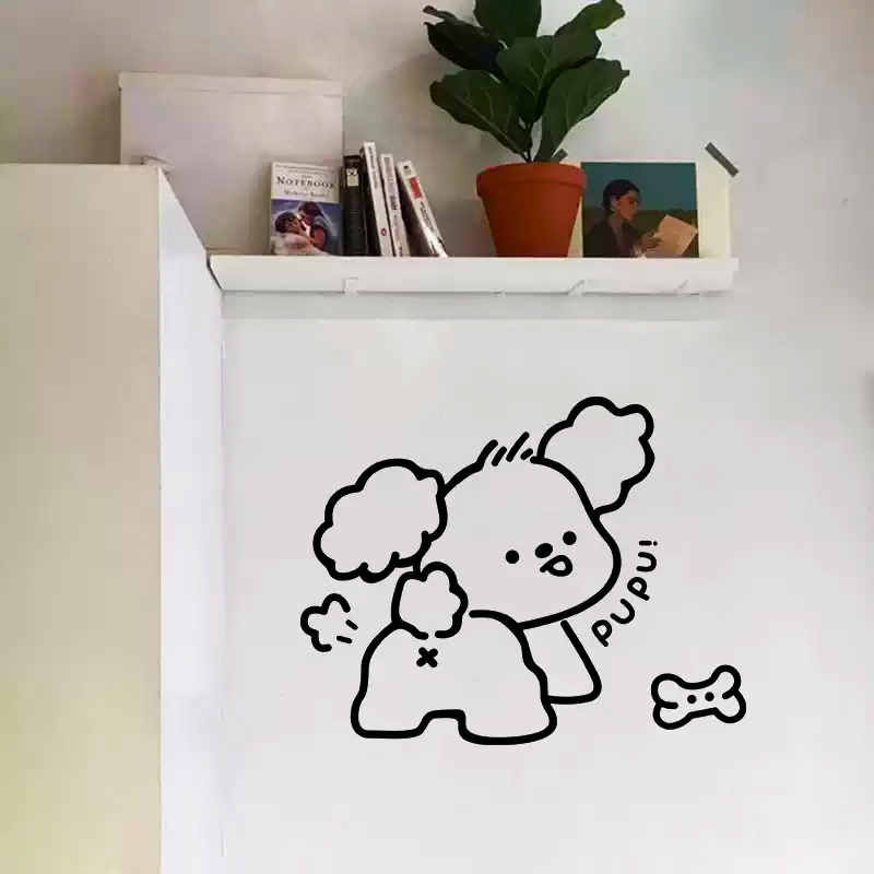 卡通小狗门贴纸玻璃卧室儿童房间布置床头装饰画电视背景墙挂件