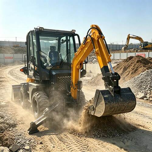 新款四驱轮式两头忙 一头挖一头铲装载机 建筑工地铲运挖掘装载机