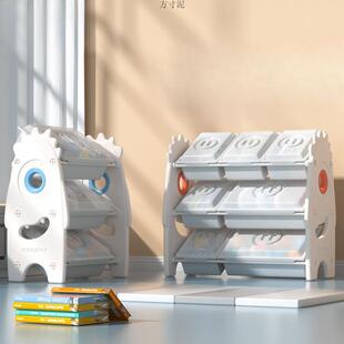 儿童玩具收纳架带盖宝宝书架置物神器大容量多层落地组合收纳柜厂