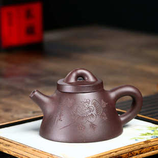 石瓢 宜兴原矿老紫泥纯全手工花开富贵 功夫茶具易泡茶壶