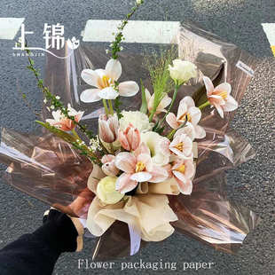 纸 花艺包花纸鲜花包装 水晶玻璃纸 半透明彩色果冻膜花束氛围纸
