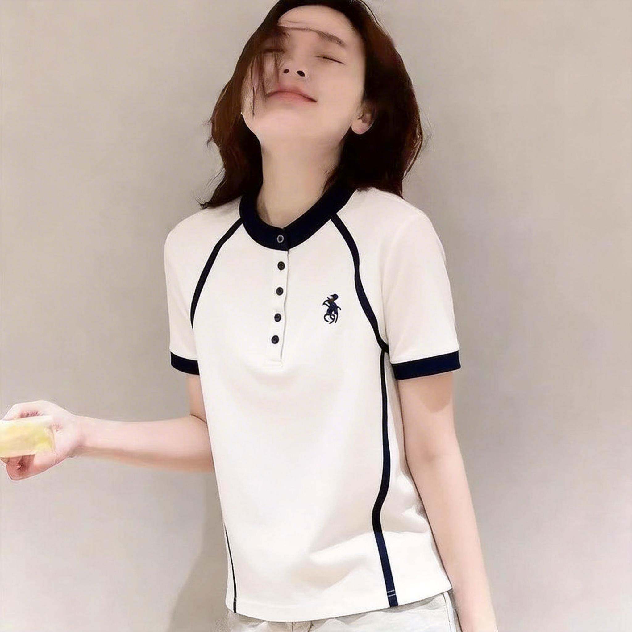 韩版设计感时髦百搭圆领短袖T恤女夏季新款超好看运动风休闲上衣
