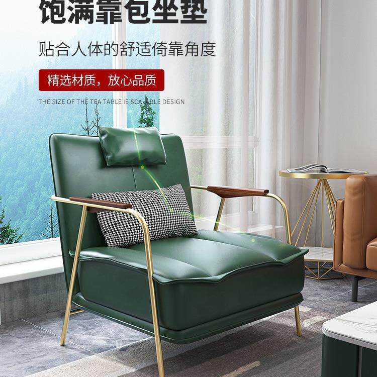 北欧轻奢酒店大堂会客沙发椅家用客厅小户型单人沙发椅慵懒休闲椅