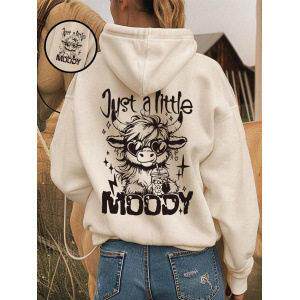 Women'S Highland Cow Print Thermal Lined Fitted Hoodie