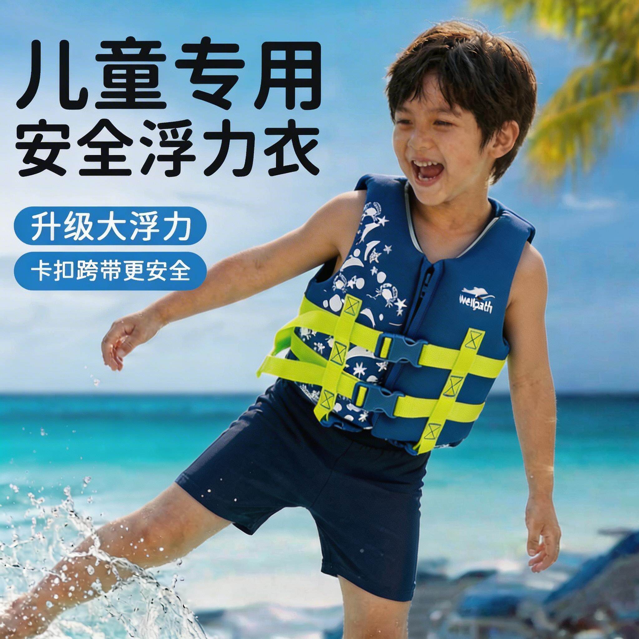 救生衣儿童免充气浮力背心男女童浮潜游泳专业浮力衣漂流桨板马甲