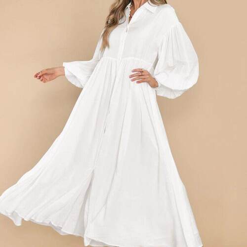 Women's Casual Long Sleeve Button Down Shirt Dress Elegant