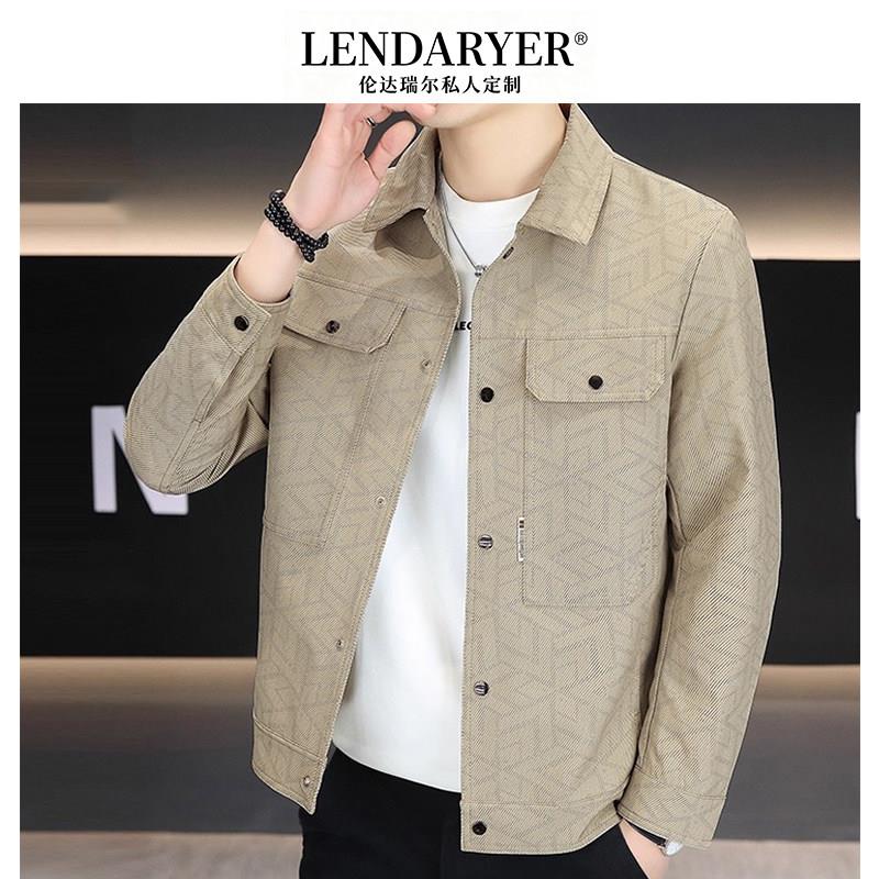 LENDARYER夹克男2025秋季新款轻奢时尚潮流休闲工装翻领上衣