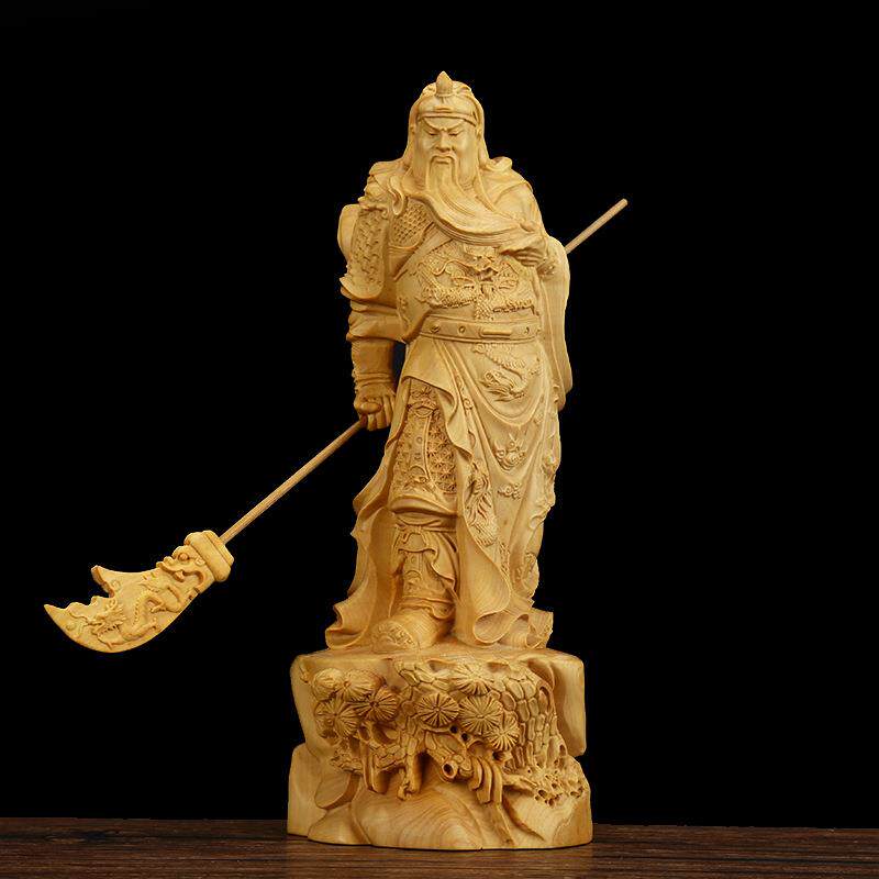 乐清黄杨木雕关公摆件关二爷武财神雕刻工艺品手把件