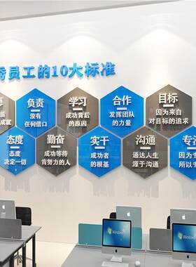 员工守则标准文化墙贴公司团队目标理念核心价值观标语展示