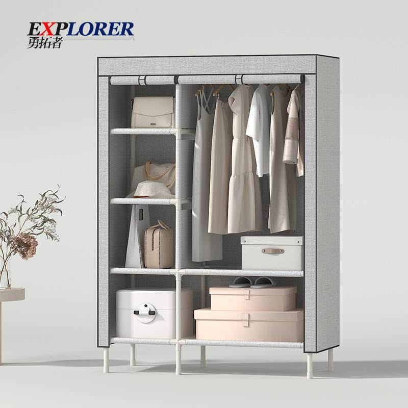 勇拓者简易衣柜衣钢管加粗加固双组装钢架大814号学生布柜布艺人