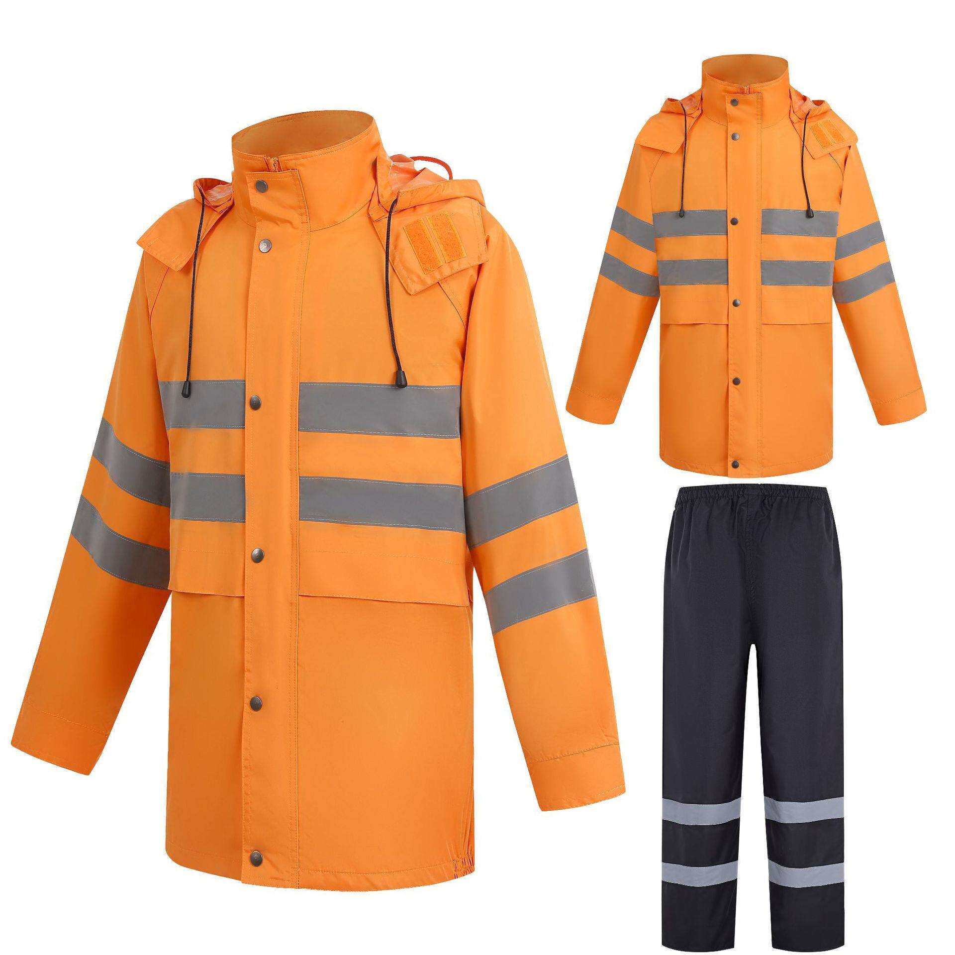 铁路专用雨衣男铁路局运输施工运输物流双层反光雨衣橙色印字logo
