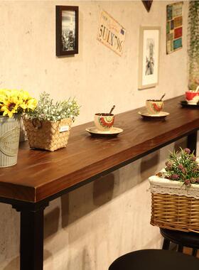 美式实木台桌复古酒吧咖高啡吧厅铁艺吧桌椅组合奶茶KQ2.2339店靠