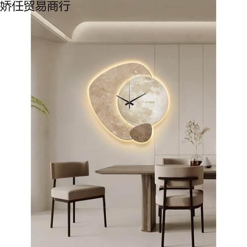 意式轻奢挂钟客厅新款感餐厅装饰画钟表挂墙创意时钟壁灯家用