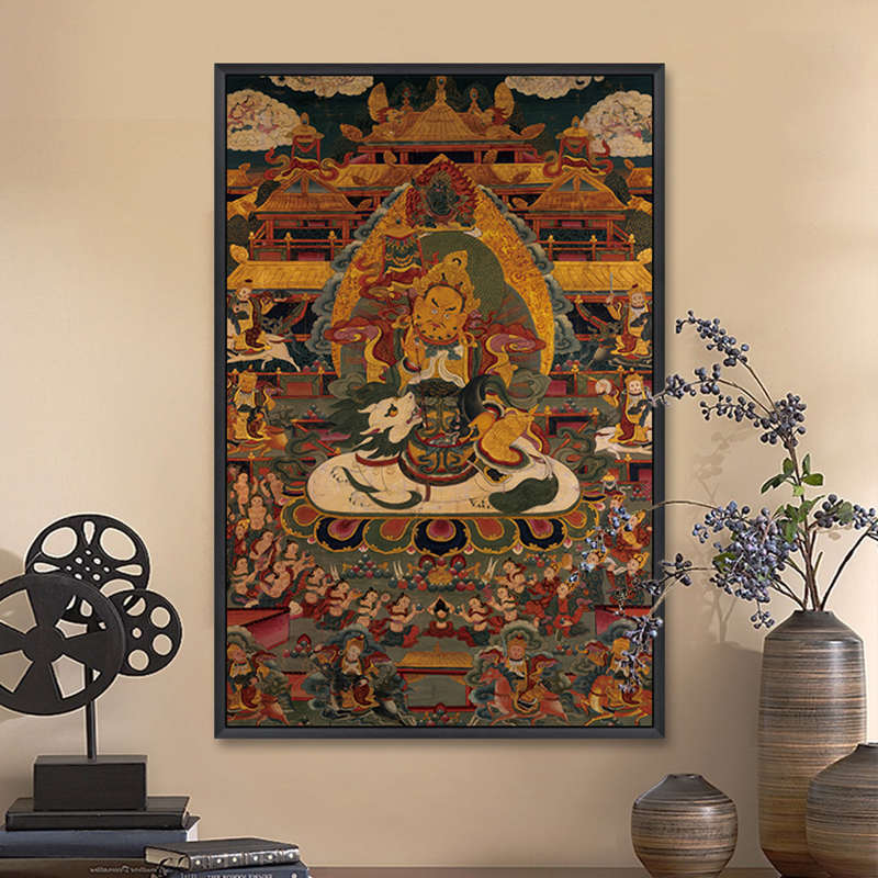 唐卡坛城装饰画八方财神客厅沙发墙壁画佛堂中堂财神爷玄关柜挂画
