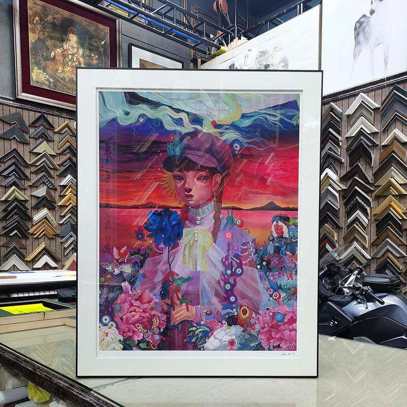 北京版画装饰画铝合金画框实木相框定制装裱画面打印简约客厅挂墙