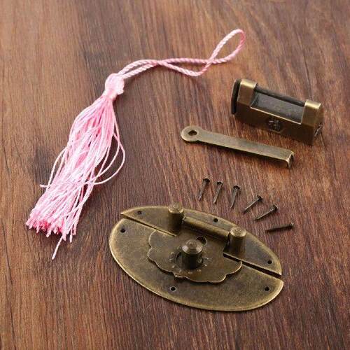 1set Pad/Key/Tassel+ Oval Box Latch Hasp Chinese