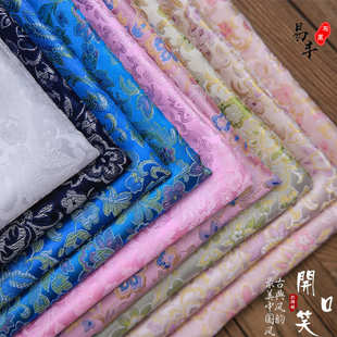 缎面布料旗袍服装 童装 面料 汉服包装 90尼龙中国风开口笑织锦缎唐装