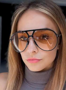 Women's Oval Double-Bridge Retro Metal Eyeglasses Polished