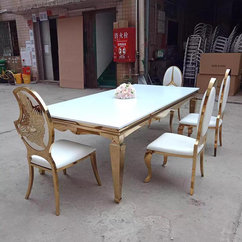 餐椅婚礼椅子欧式不锈钢餐桌椅家用靠背椅会议厅宴会椅法式餐椅