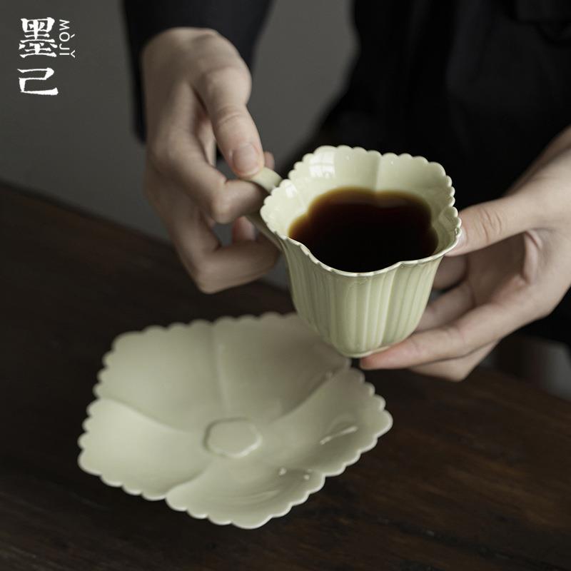 墨己陶瓷挂耳咖啡杯两件套家用下午茶杯花茶品茗杯办公室喝茶杯子