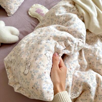 棉类A全双层纱四件套舍纯棉纱布学生宿三件套小AUR清新裸睡工厂直