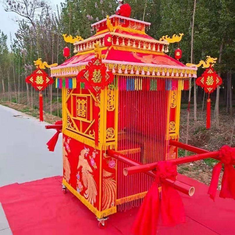 迎亲婚庆用品新娘抬花中式结婚配件礼厂家复古装饰轿轿子婚庆