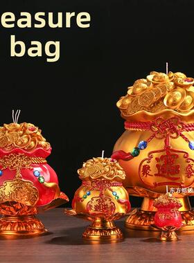 聚财金元宝红色金色宝珠聚宝袋福袋钱袋蜡烛灯许愿财神莲花蜡烛灯