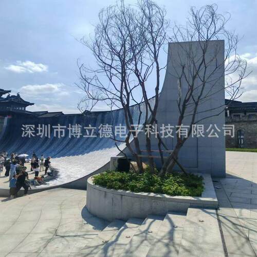 官SK-SM-09湖人造瀑布石景头流水墙#水盐幕墙流石水景观#鹅卵瀑布