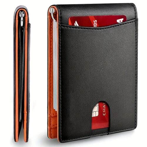 PU Leather Slim Smart Wallet for Men with Money Credit Card