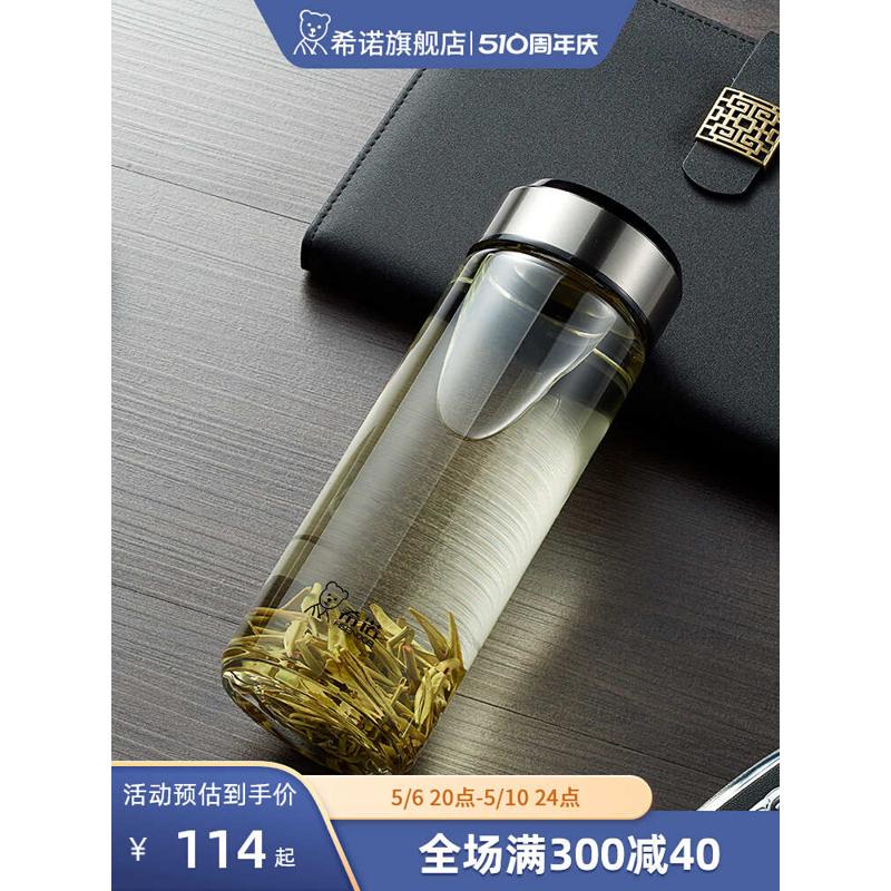 希诺玻璃杯单层加厚高颜值透明家用水杯男女大容量简约个性杯子