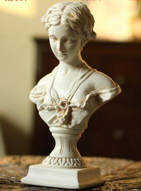 新款直销美式乡村复古装饰摆件维纳斯少女头像电视机柜树脂装饰品