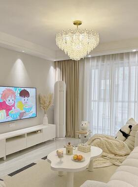 2026年室新款法客式水晶吊灯奶灯油风灯ZE饰玻璃中古具轻奢厅主卧