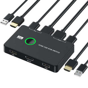 HDMI USB KVM切换器用于2台计算机共享键盘鼠标打印机高清显示器