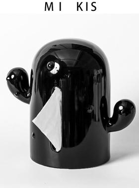 创意RFO仙人陶厅瓷纸巾盒客轻奢纸抽纸盒感家用餐巾盒摆掌件