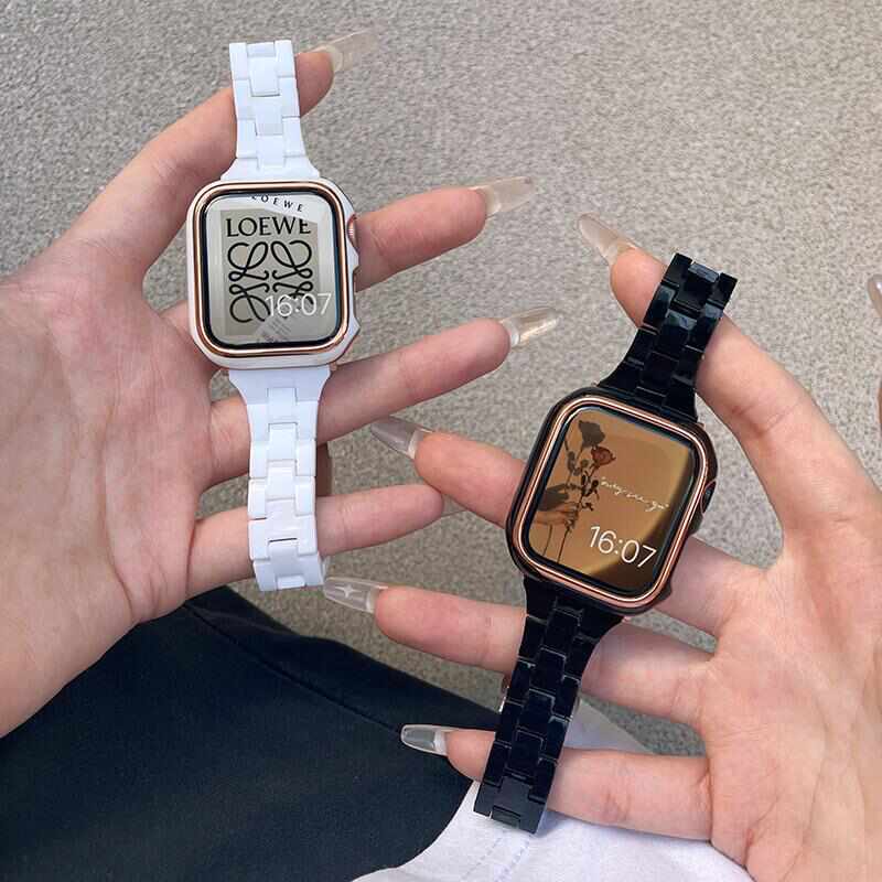 适用苹果applewatch7手表夏季创意ins表带iwatch6/SE树脂小蛮腰54