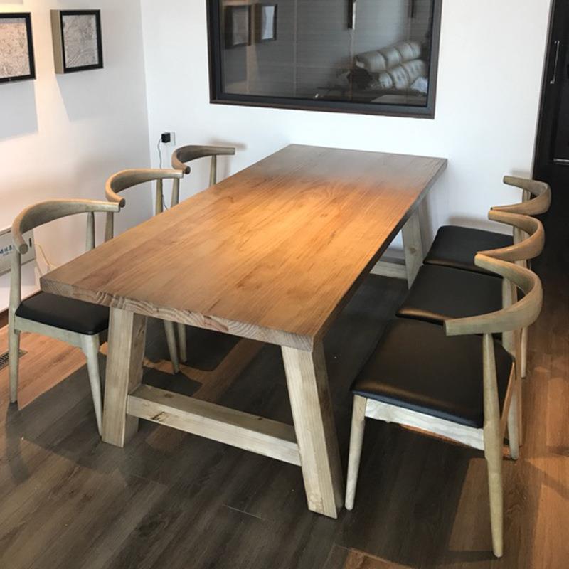 式家用纯客厅实木餐桌工业风餐厅酒店餐GEC椅接待会客桌泡美茶桌