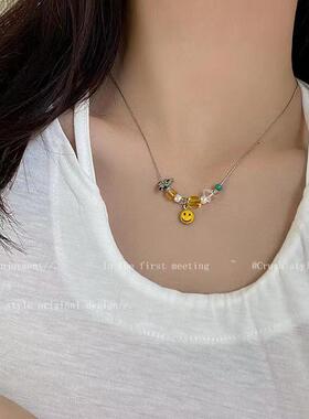 纯欲辣妹珍珠钢项链女高级感锁骨链百搭颈链配饰