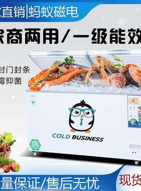 蚂蚁卧式冰柜商用大容量冷藏冷冻柜超市雪糕柜双门大冰箱大型冷柜