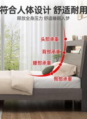 米现出代简约实木床家CPX用主卧人双床1.8x2租屋多用单人床1.2米