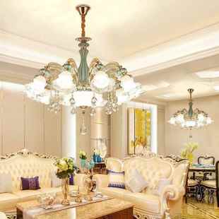 厅奢华宫奢704廷欧式 轻水晶吊灯网红新款 客厅灯餐卧室灯朝下法式