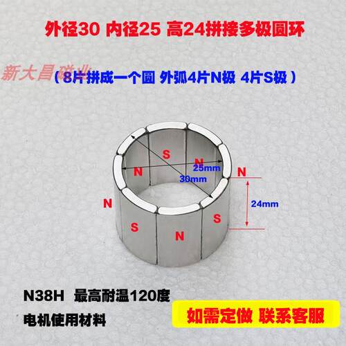 定做磁铁电机磁瓦R15*R12.5*24*11.5圆形圆环方形径向耐高温N38H