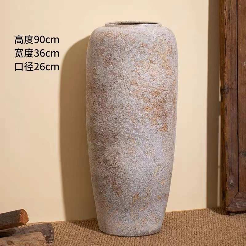 花瓶旧寂陶花瓶风粗复古大做家居装饰侘花瓶地大插花落摆件