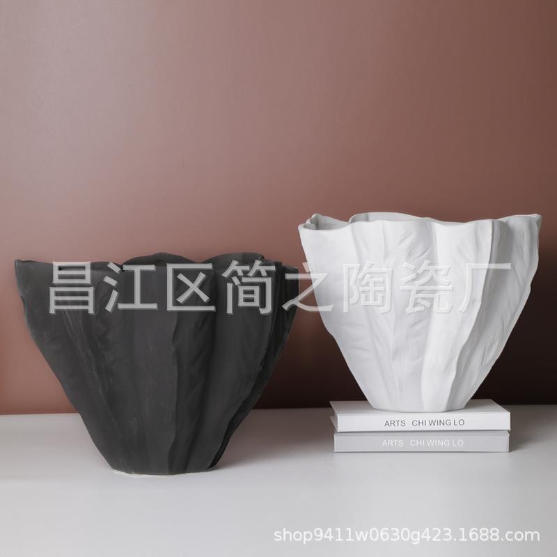 简约现代素烧色陶瓷花盆花瓶花器家居装饰品客厅餐桌茶几收纳摆件