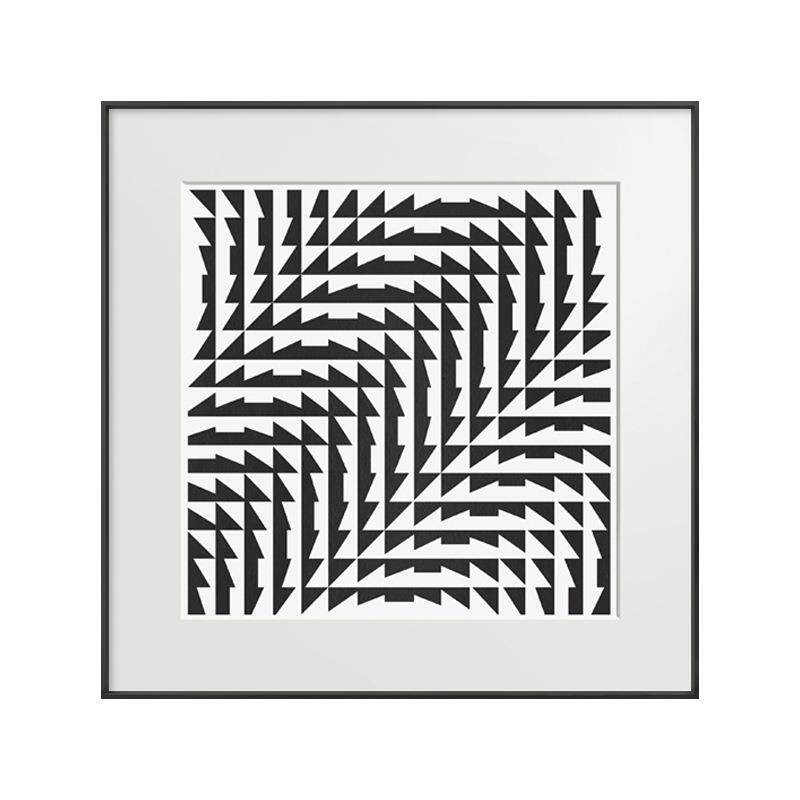 现代简约风格装饰画黑白几何抽象挂画工业风样板间玄关走道正方形