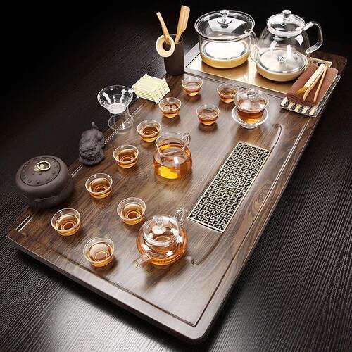 全自动茶盘底部上水玻璃烧水壶一体功夫茶具套装整套家用简约茶台