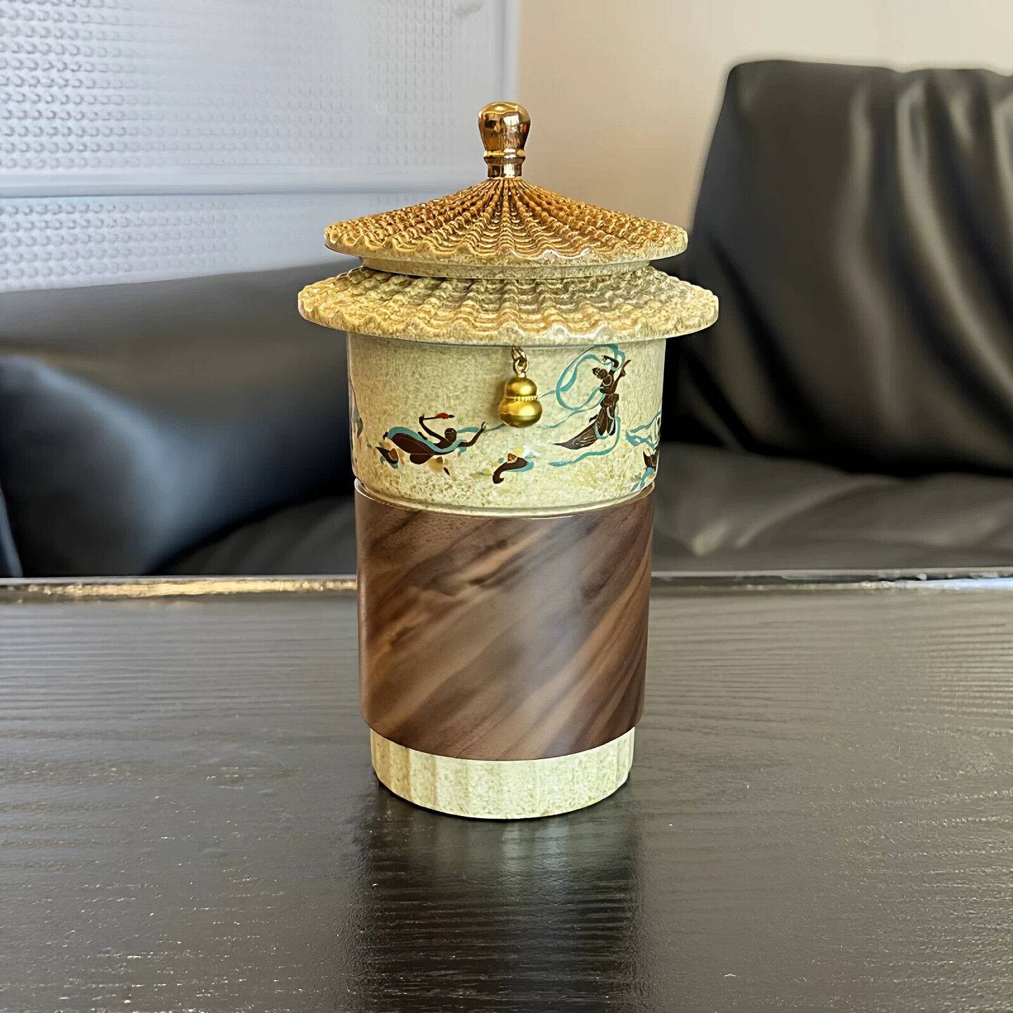 敦煌飞天泡茶杯中国风陶瓷马克杯带盖过滤茶水分离杯送朋友礼物