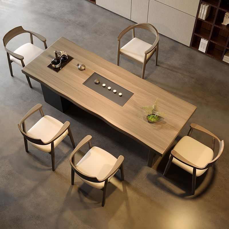 实木大板桌椅客厅茶桌简约家用嵌入一体式功夫茶台阳台新茶几桌椅