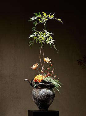 新中式陶瓷花瓶摆件禅意高挑插花家居玄关宋韵高级感民宿酒店装饰
